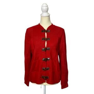 Vintage 80's K.B Collections Red Toggle Button Knit Sweater Women's Size Medium
